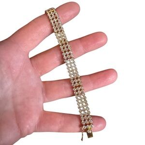 Elegant sterling silver 925 18k gold plt CZ tennis Bracelet